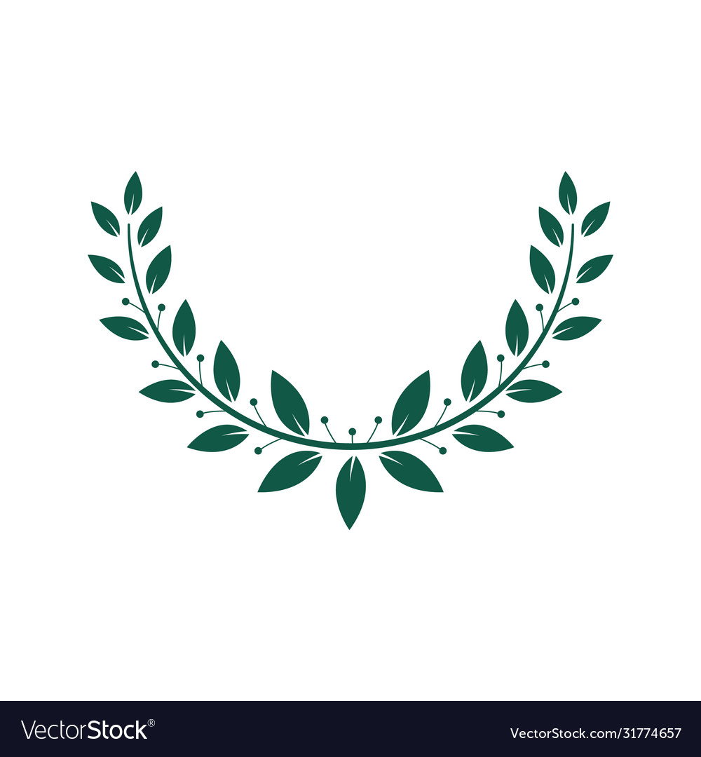 Half circle laurel wreath with green leaves and Vector Image