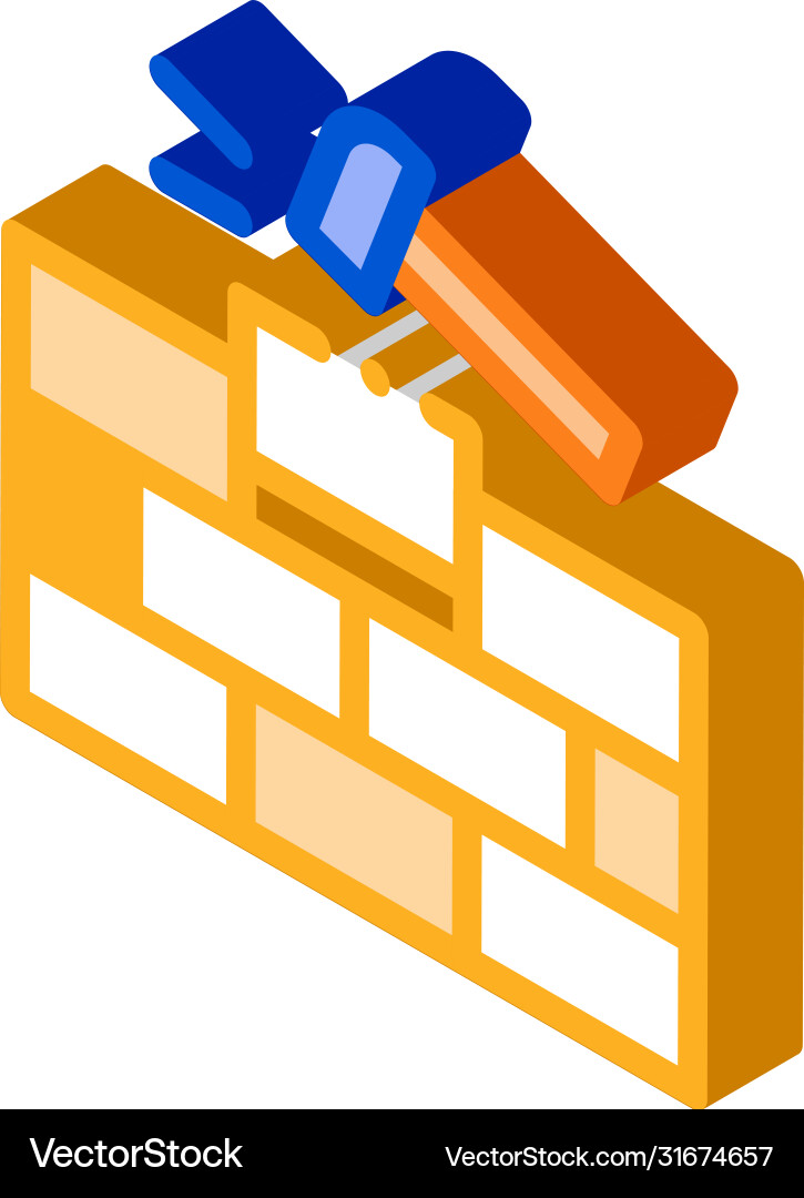 Installing brick isometric icon Royalty Free Vector Image