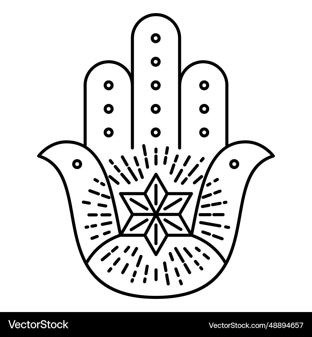 Jewish hamsa hand star stroke Royalty Free Vector Image