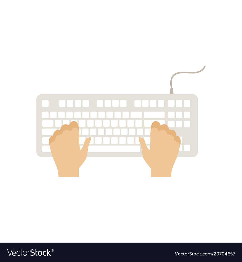 Male hands on computer keyboard man working