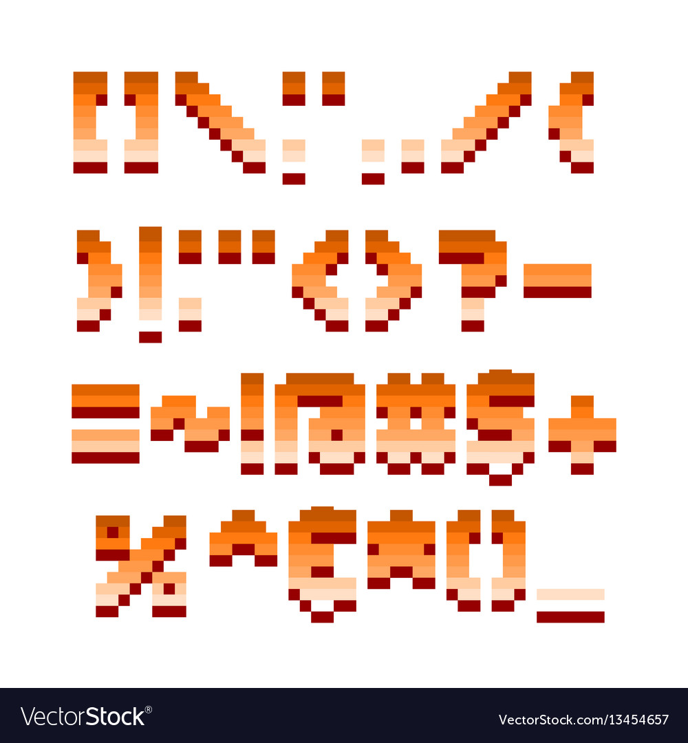 Pixel retro font computer game design vector image Pixel retro font computer game design