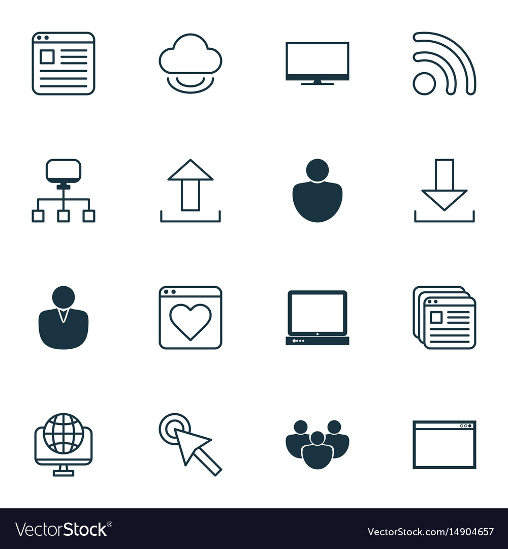 Set of 16 web icons includes cursor tap account