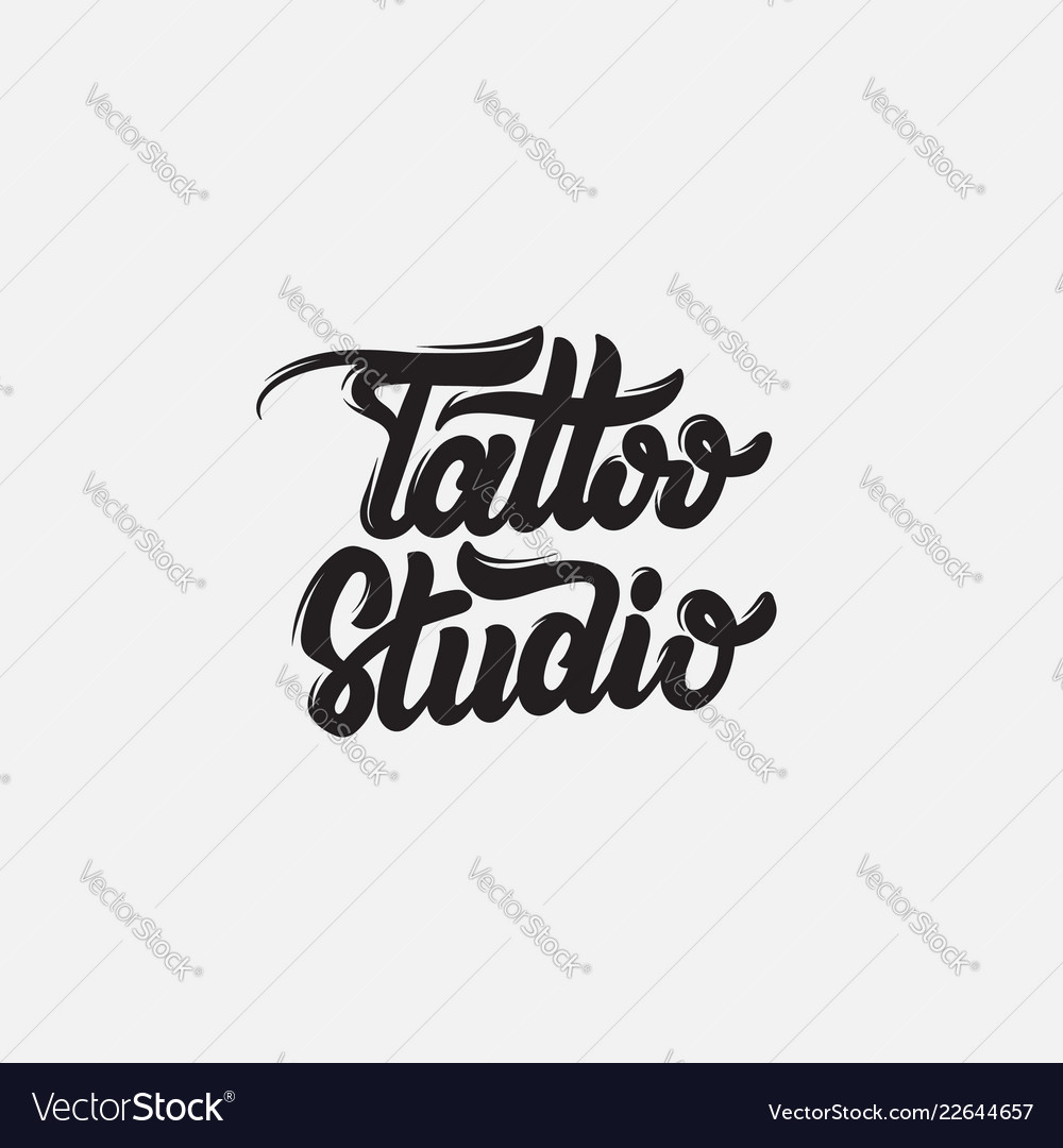 Tattoo Studio Handwritten Trendy Lettering Vector Image