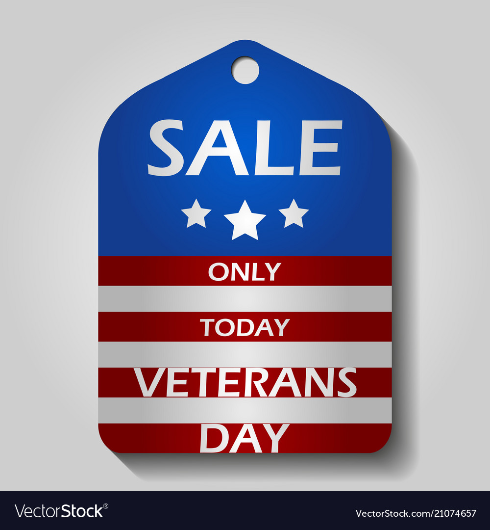 Veterans day sale label or price tag with national