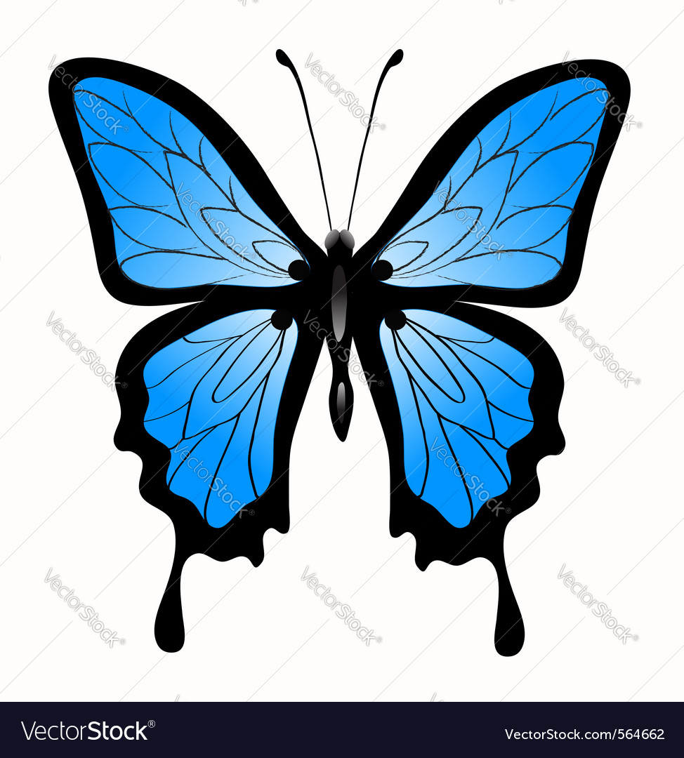 Abstract big blue butterfl Royalty Free Vector Image