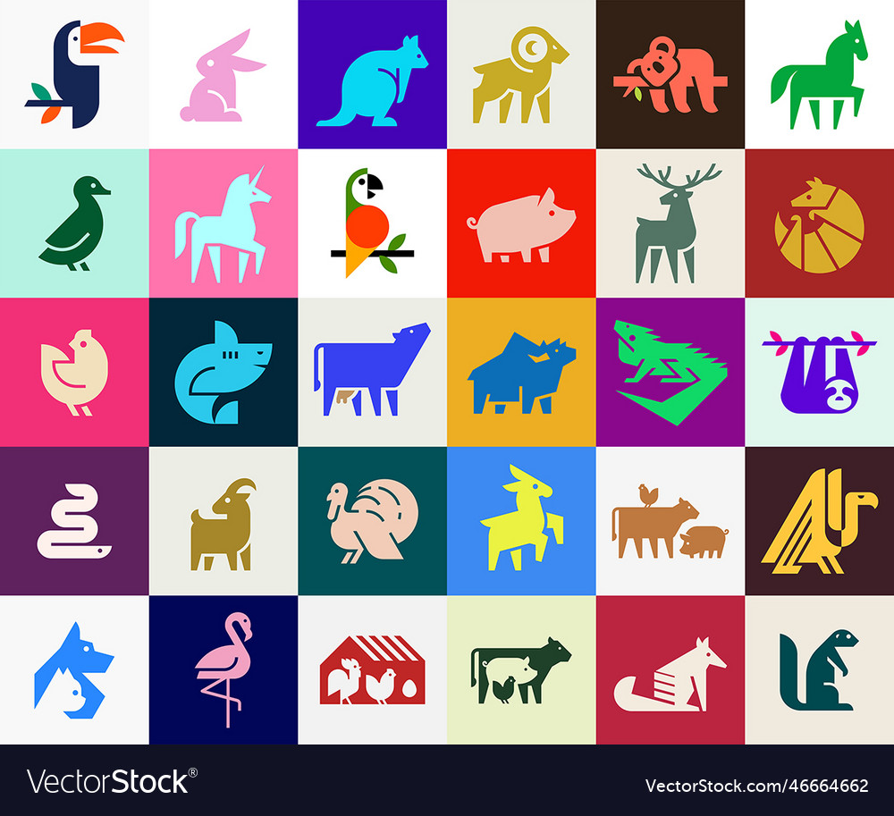 Animals logos collection Royalty Free Vector Image