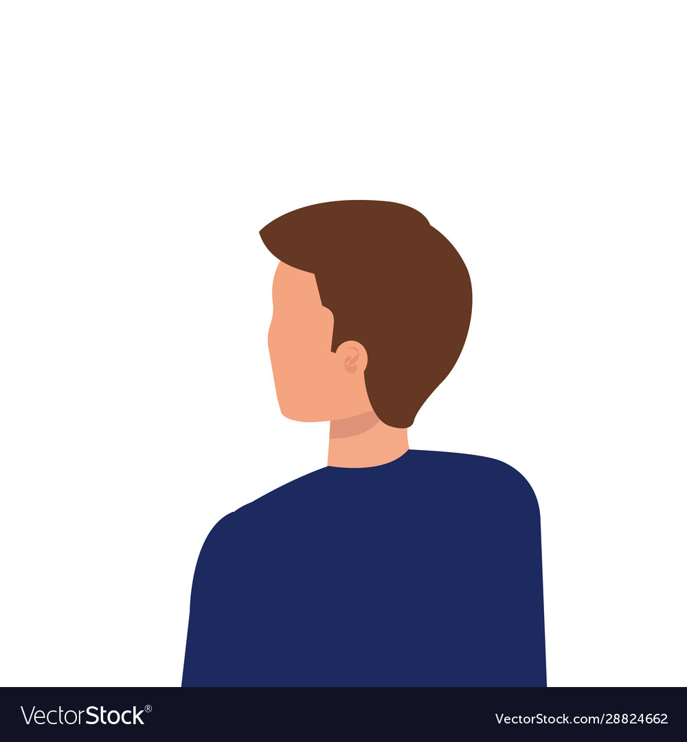 Back young man avatar character icon Royalty Free Vector