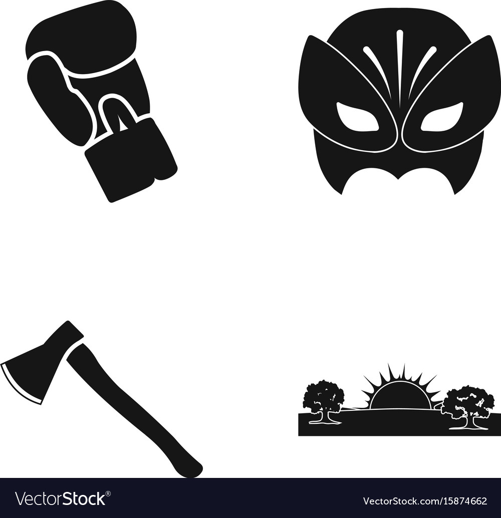 Boxing glove mask and other web icon in black