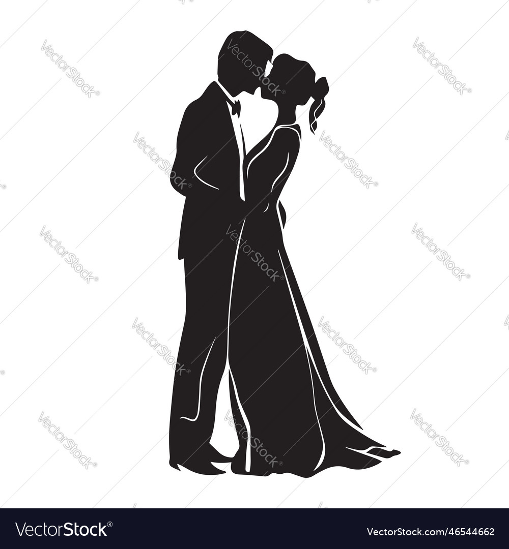 Couple getting married black and white icon of Vector Image