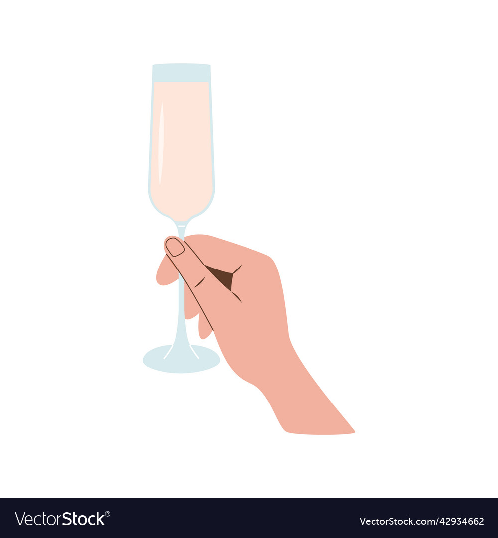 Female or male hand holding glass of prosecco