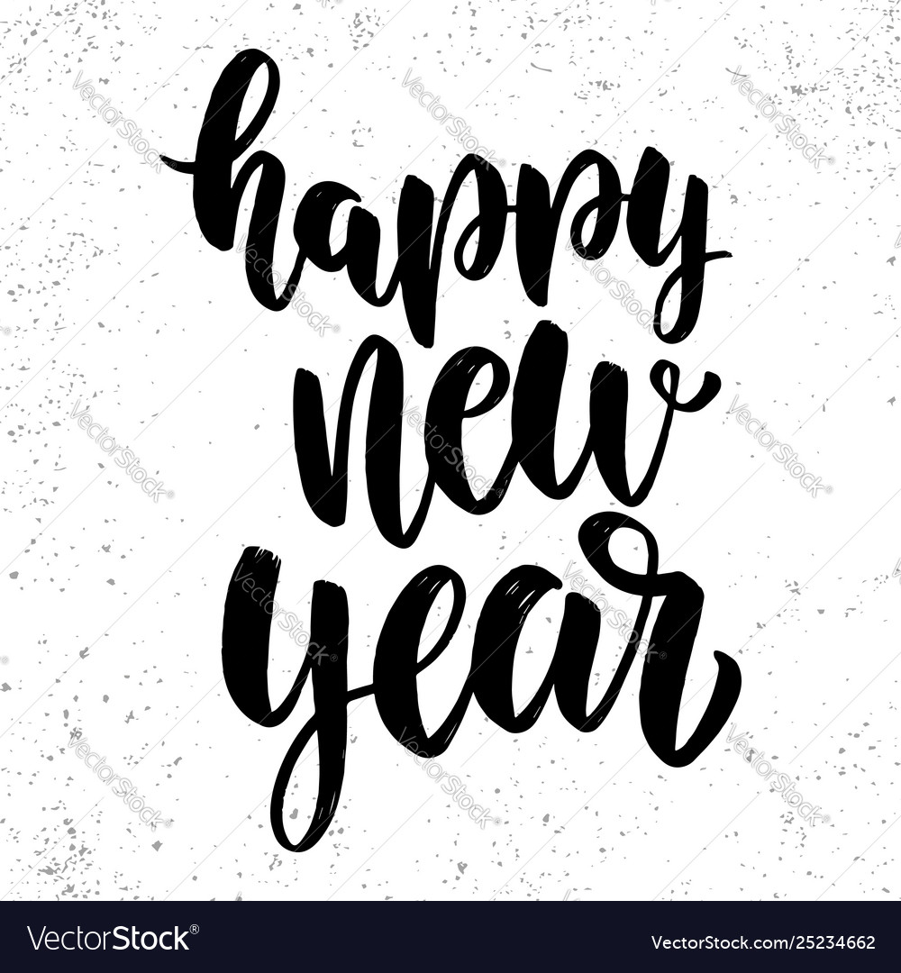 Happy new year lettering phrase for postcard Vector Image