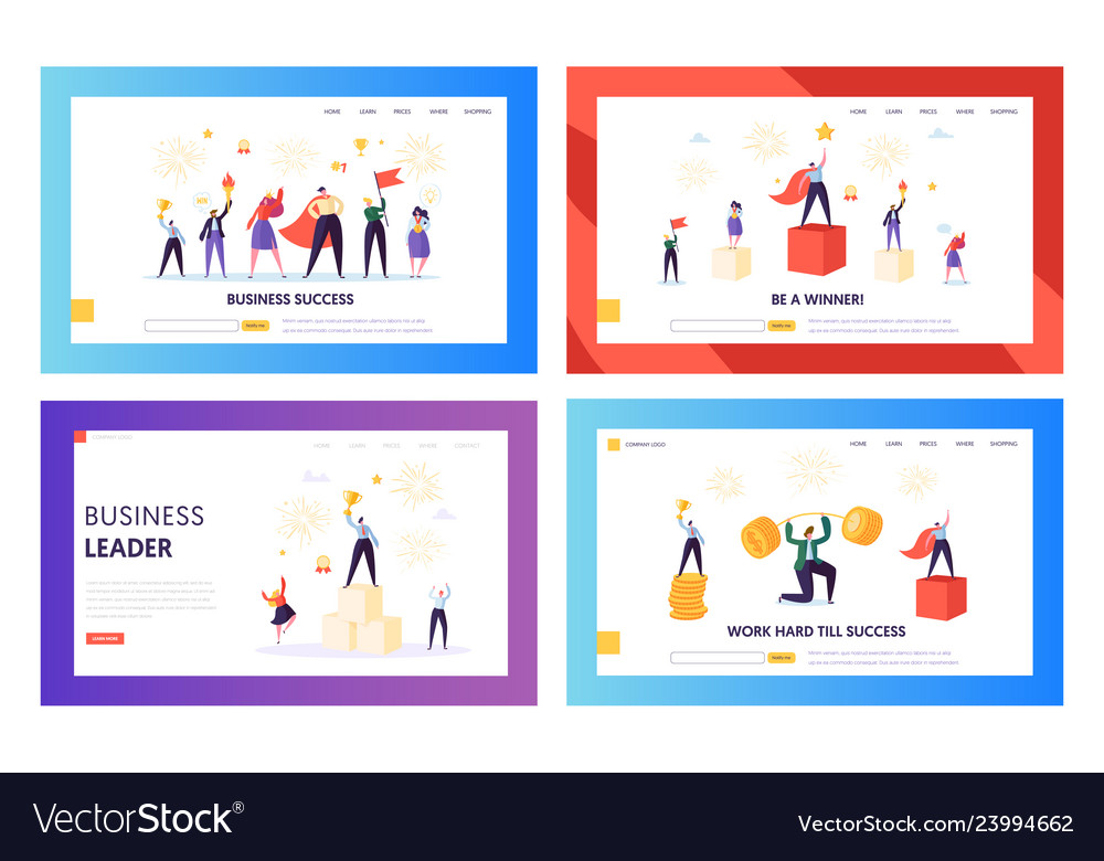 Winner business achievement concept landing page