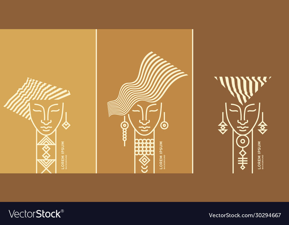 A group girls with ethnic ornaments vector image A group girls with ethnic ornaments