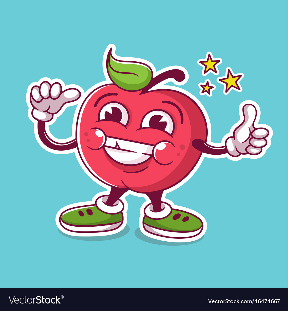 Apple cartoon character Royalty Free Vector Image