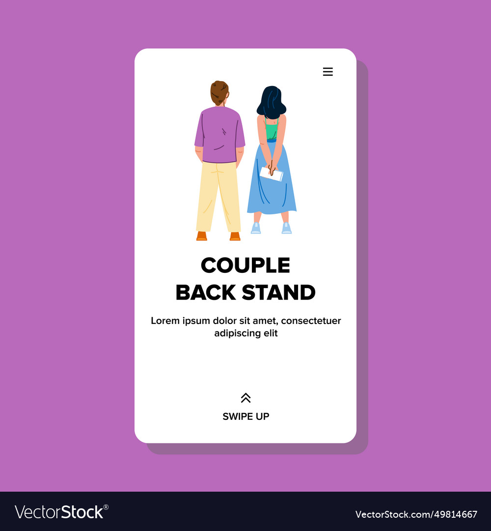 Asian couple back stand Royalty Free Vector Image