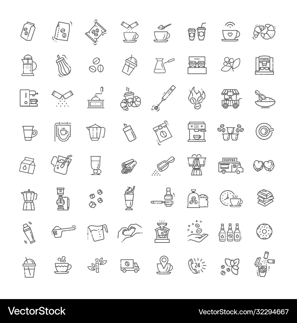 Coffee icons set thin line design Royalty Free Vector Image