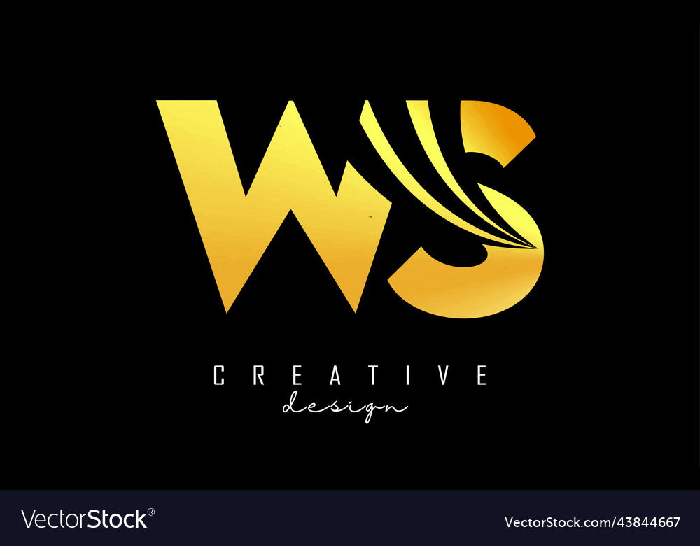 Creative golden letters ws w s logo with leading