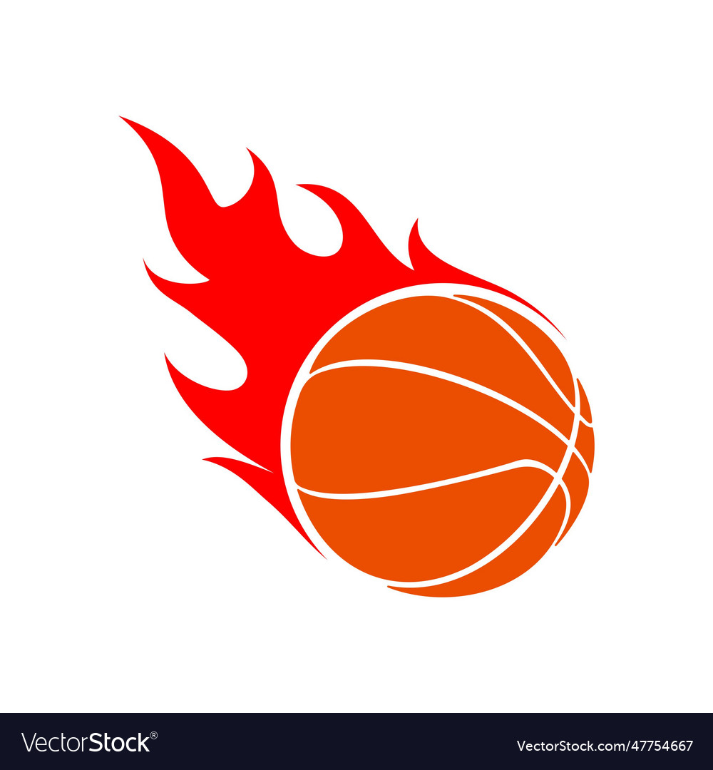 Fire basket ball flat style logo Royalty Free Vector Image