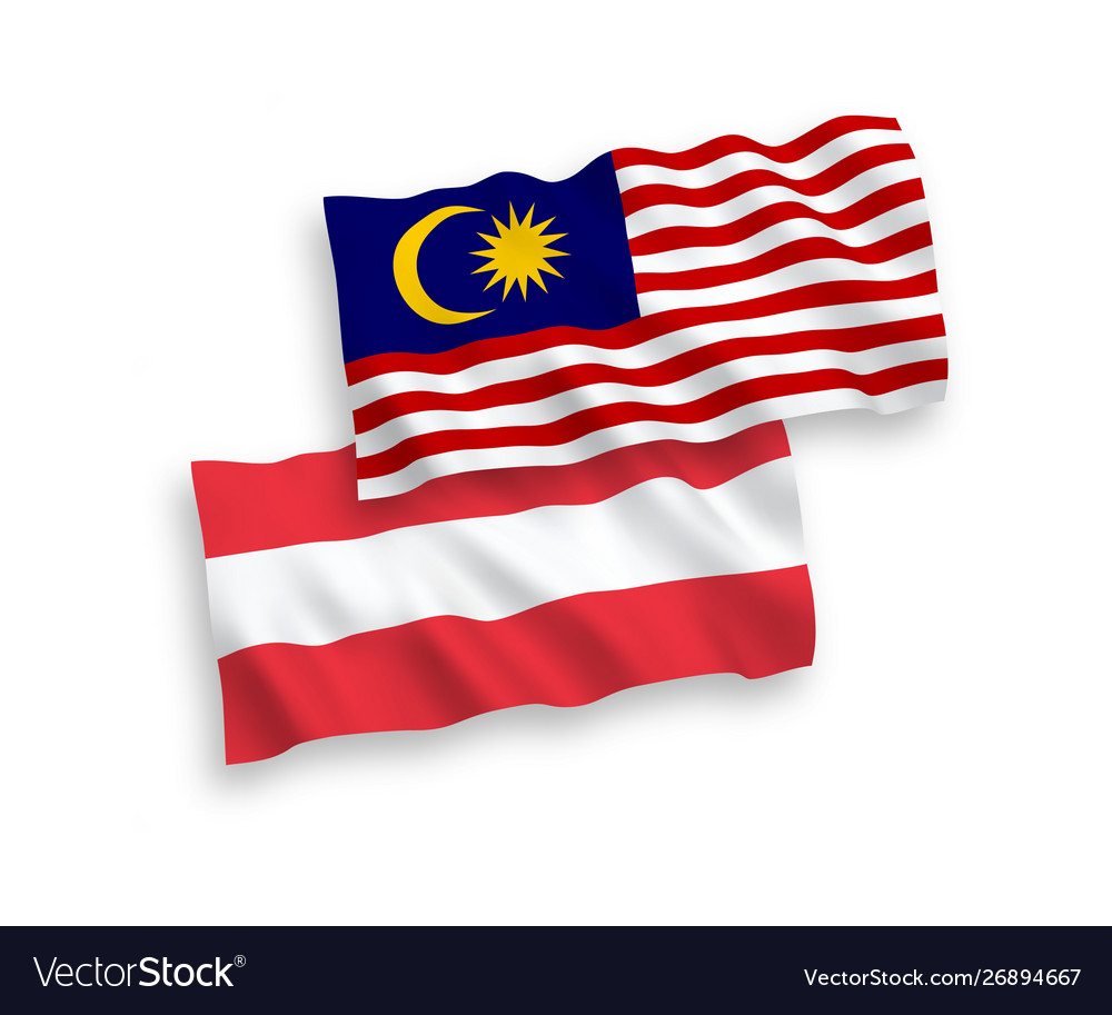 Flags austria and malaysia on a white Royalty Free Vector