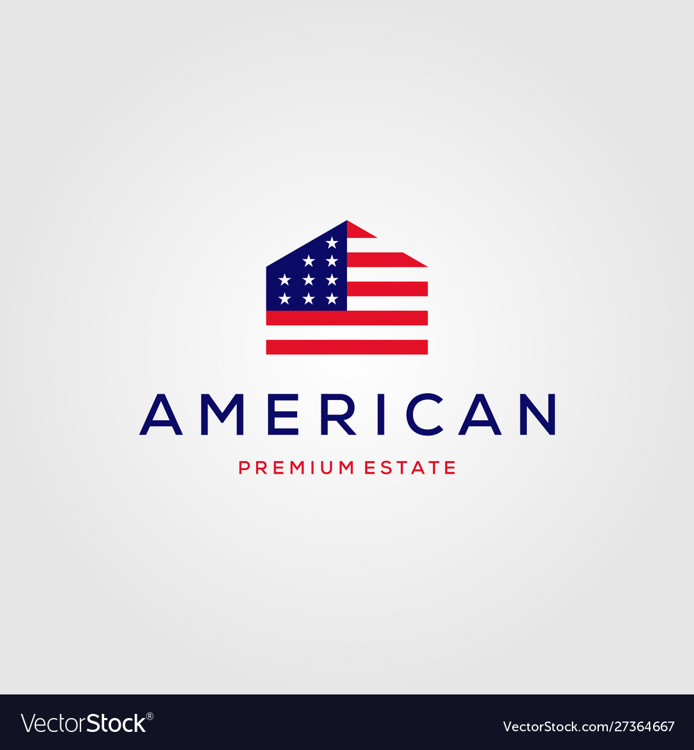 Home house american flag real estate logo Vector Image