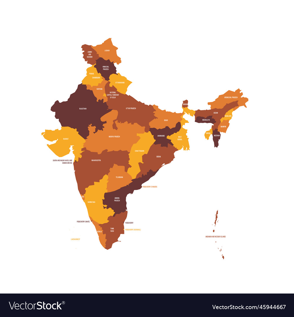 India political map of administrative divisions Vector Image