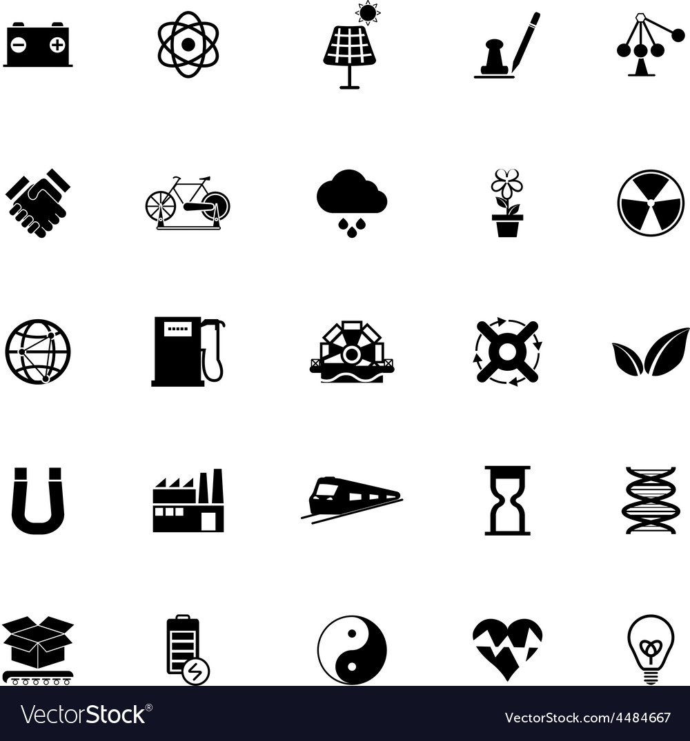 Renewable energy icons on white background