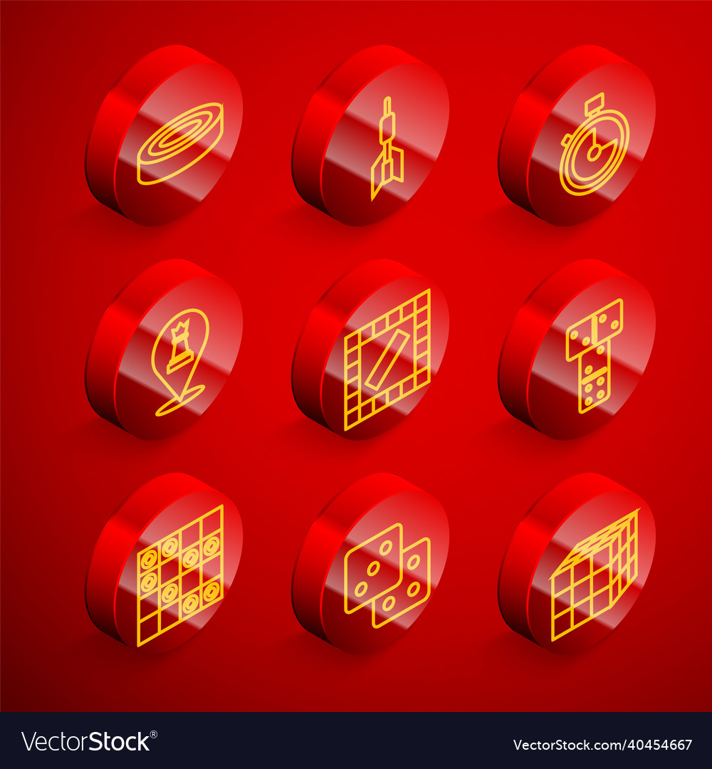 Set line checker game chips dart arrow stopwatch vector image Set line checker game chips dart arrow stopwatch