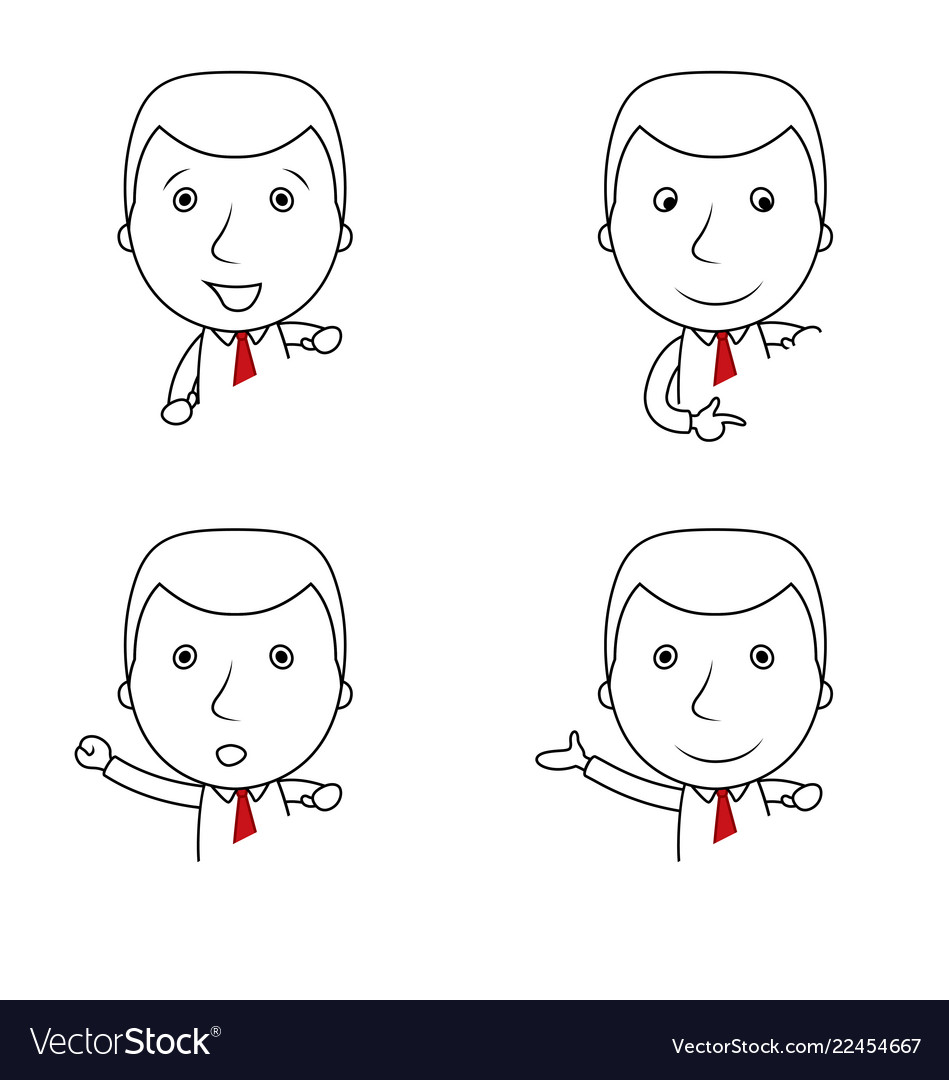 Set of businessman lines cartoon with different ge