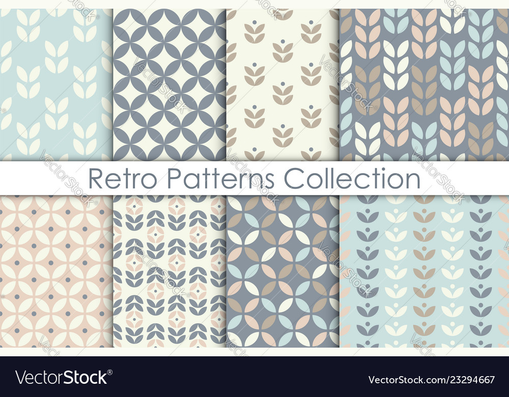 Set of scandinavian floral seamless pattern vector image Set of scandinavian floral seamless pattern