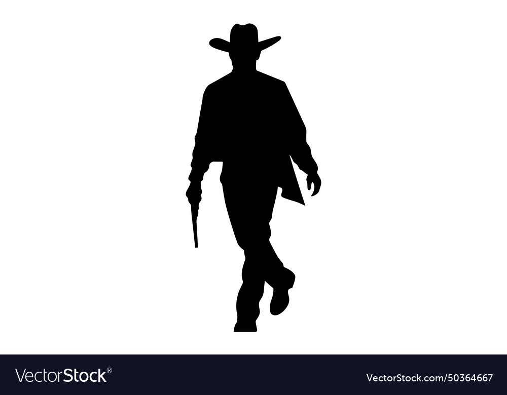 Silhouette of cowboys walking Royalty Free Vector Image