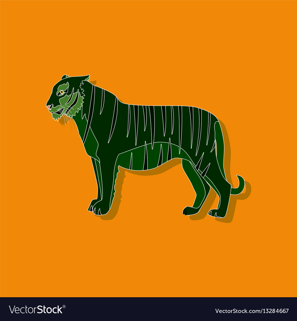 Tiger paper sticker on stylish background