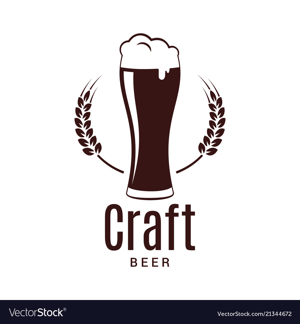 Beer Glass With Wheat Logo Craft Brewery Design Vector Image