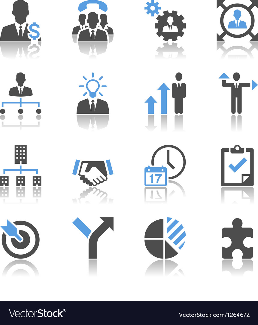 Business And Management Icons Reflection Vector Image