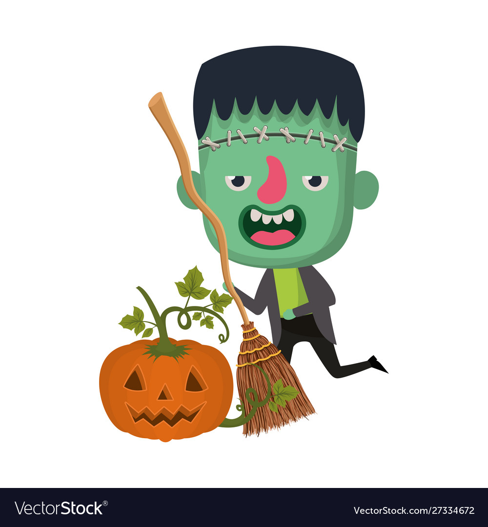 Cute little boy with frankenstein costume Vector Image