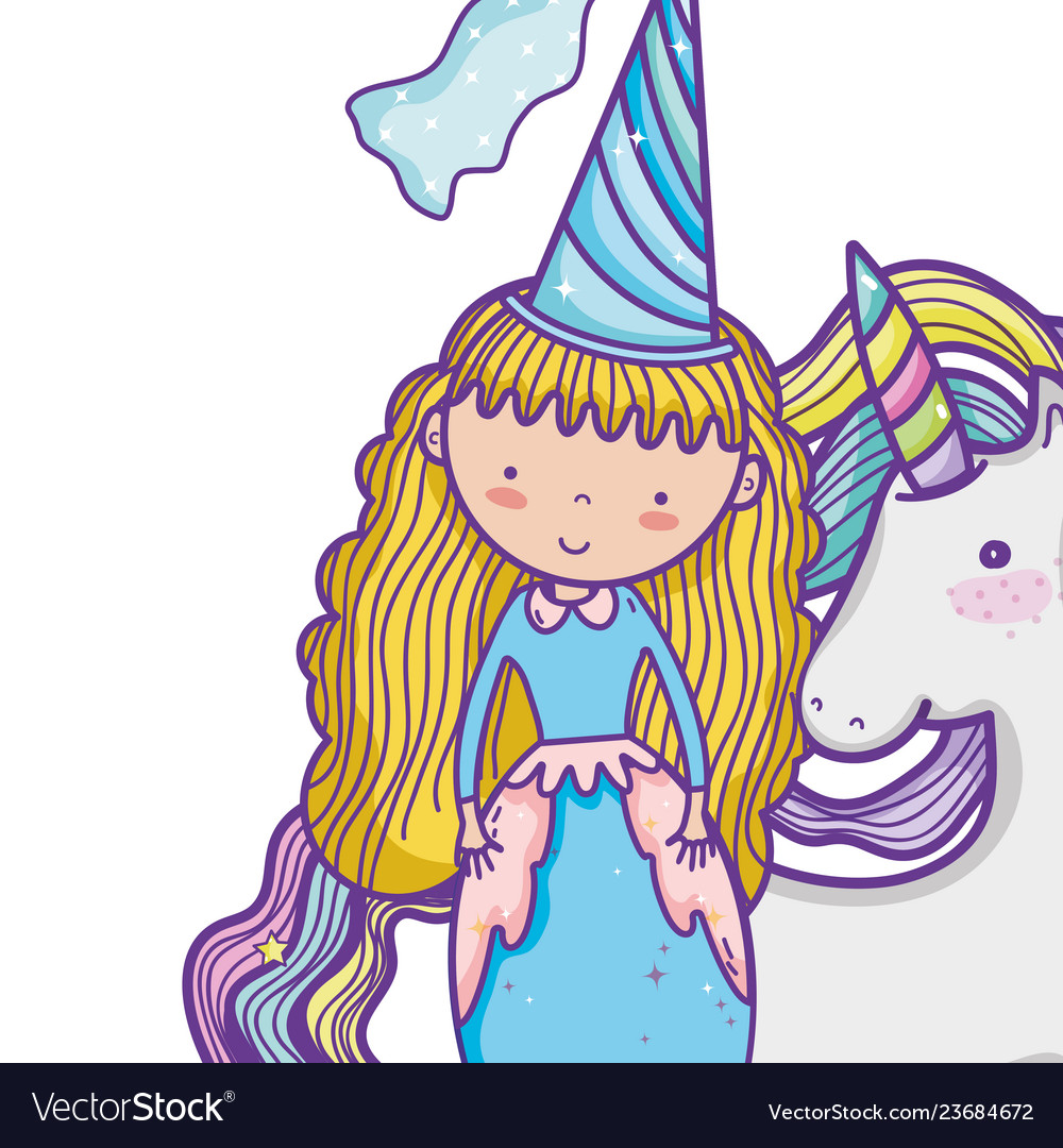 Cute magic princess cartoon Royalty Free Vector Image