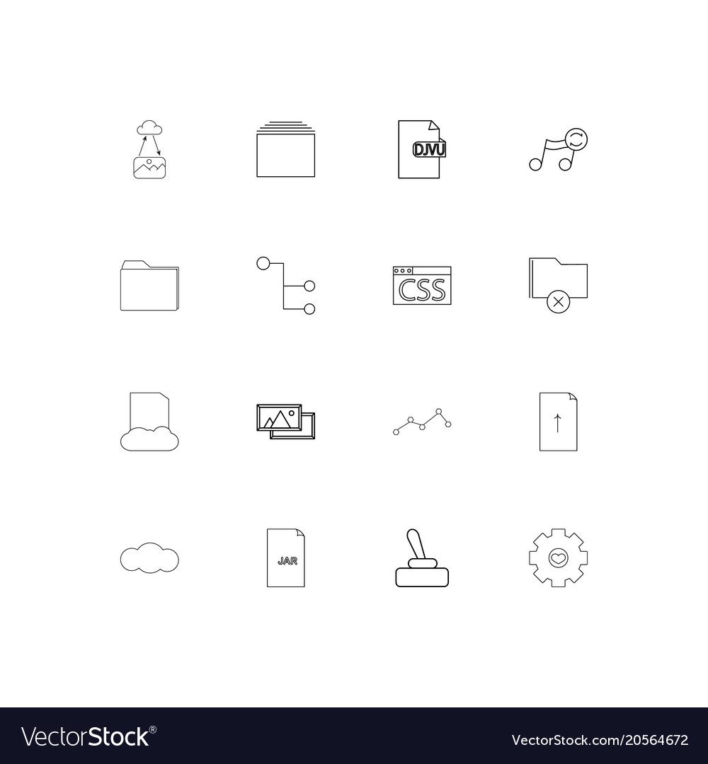 Files and folders sign simple linear icons set