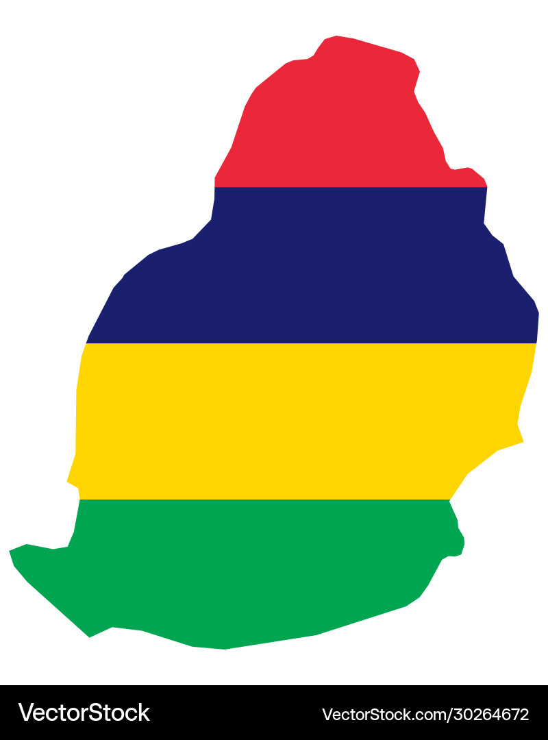Flag in map mauritius Royalty Free Vector Image