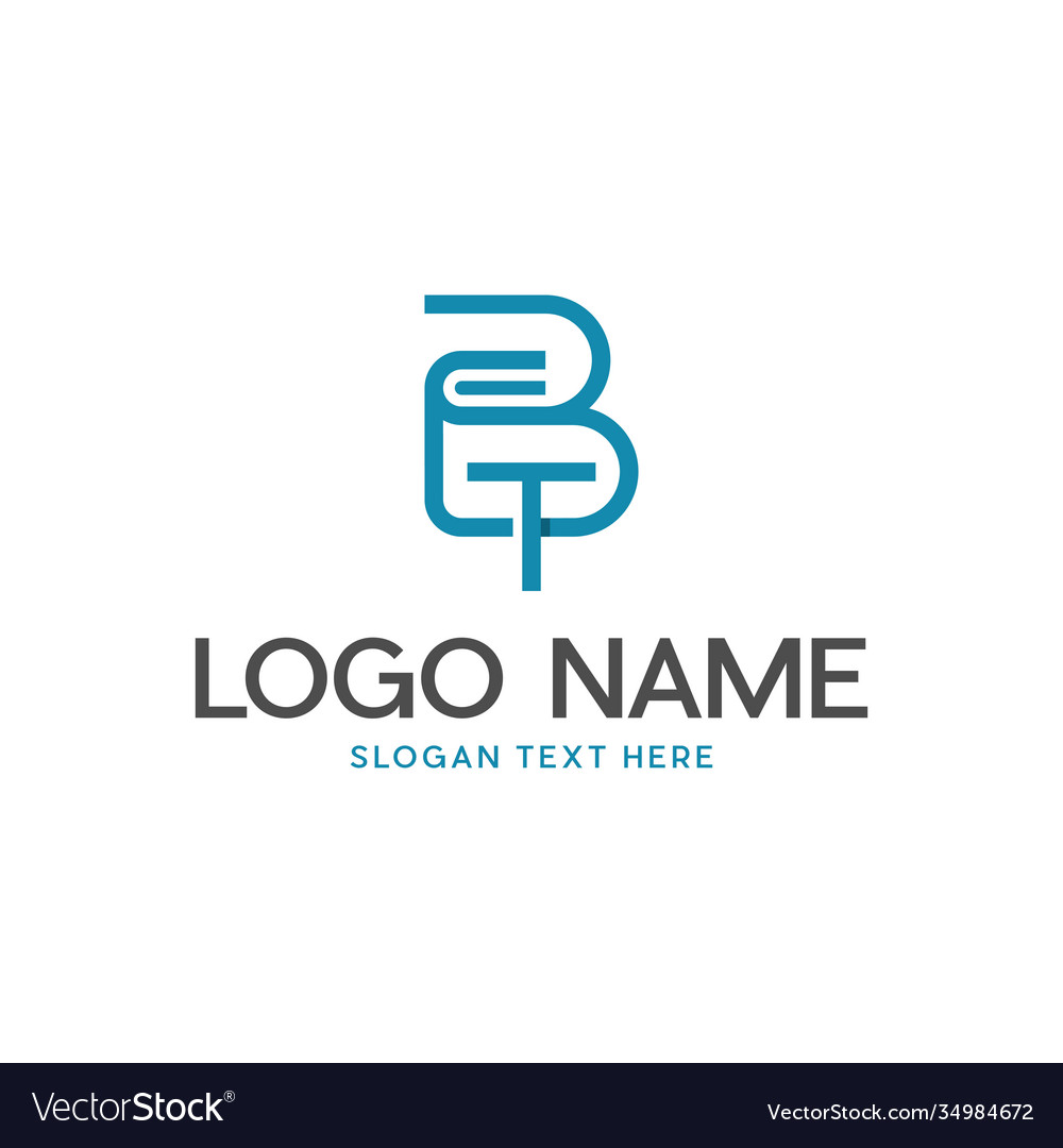Letter Bt Book Education Abstract Modern Logo Vector Image