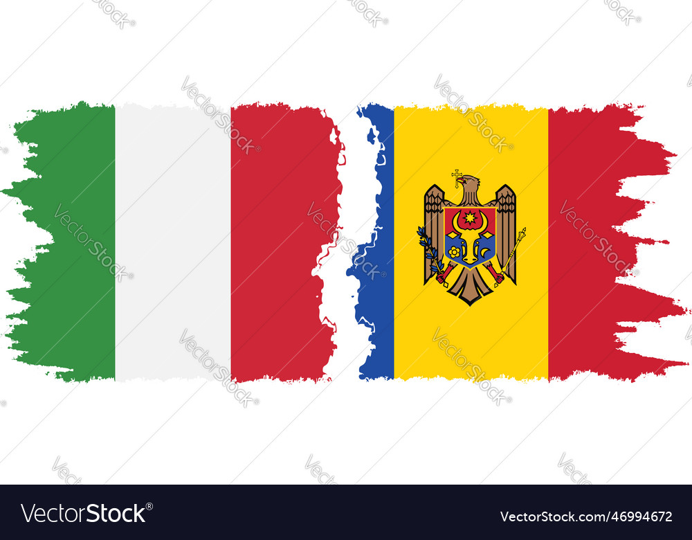 Moldova And Italy Grunge Flags Connection Vector Image