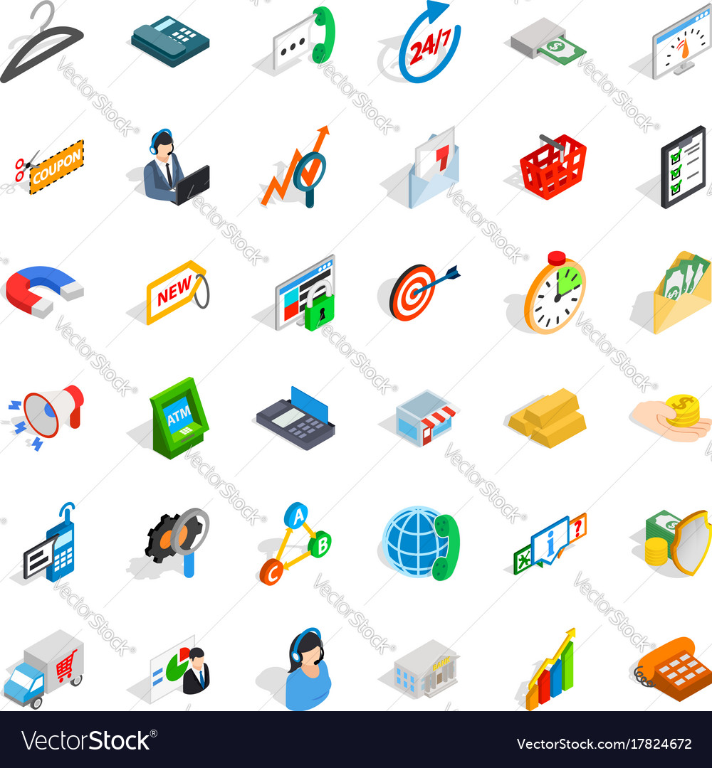 Presentation icons set isometric style Royalty Free Vector