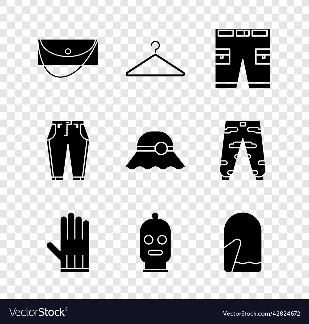 Set clutch bag hanger wardrobe short or pants Vector Image