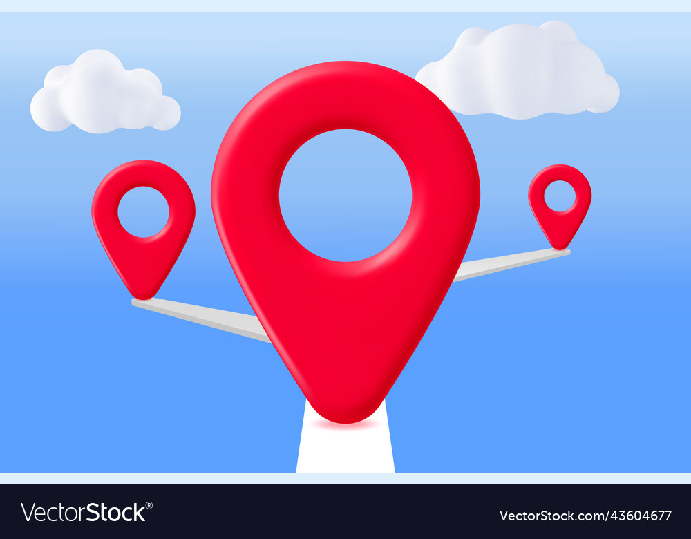 3d location map pin in clouds vector image 3d location map pin in clouds