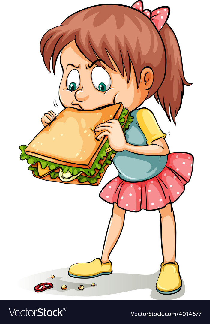 A Young Girl With Sandwich Royalty Free Vector Image