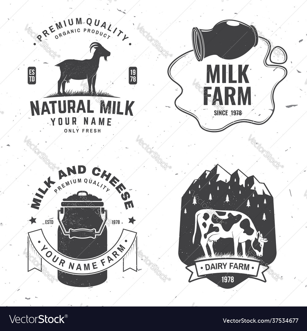 Dairy farm only fresh milk badge logo Royalty Free Vector