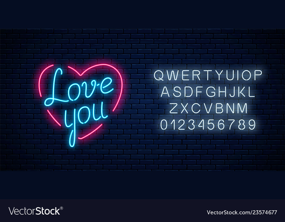 Happy valentines day neon glowing festive sign