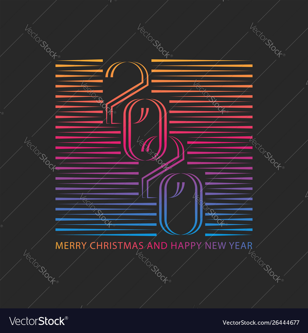 Linear style number 2020 logo monogram design vector image Linear style number 2020 logo monogram design