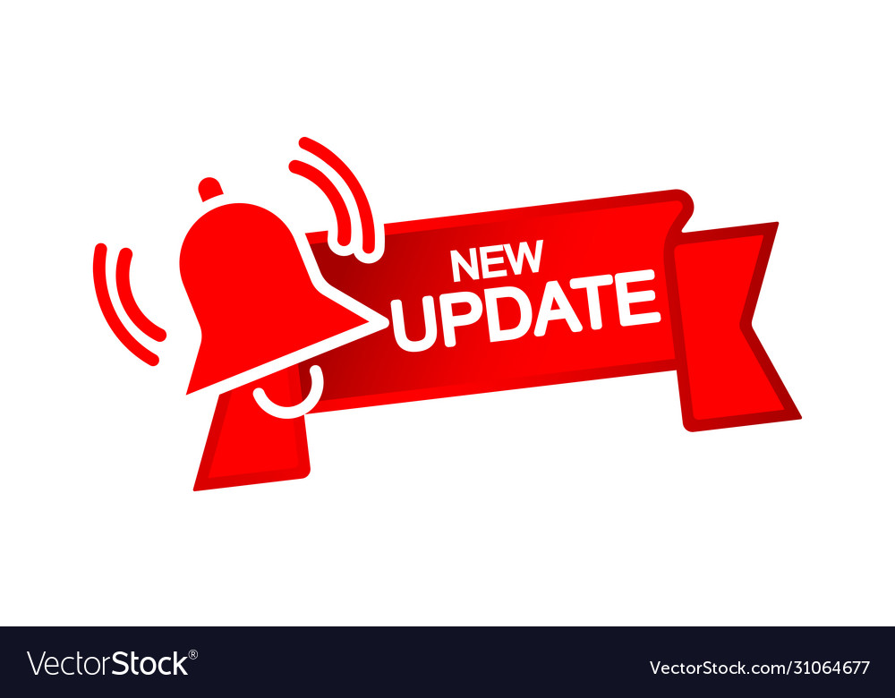 new-update-with-notification-bell-icon-flat-vector-image