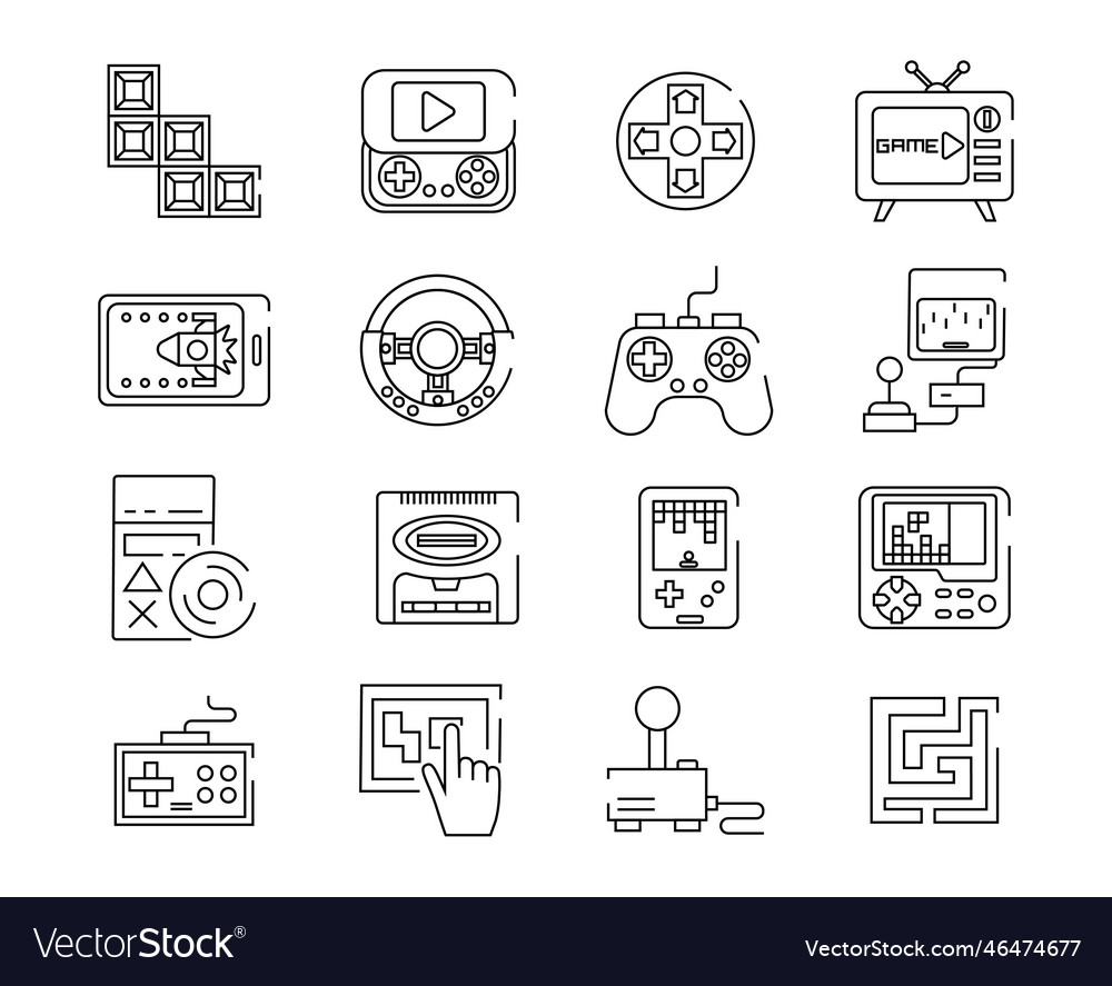 Retro game icons set Royalty Free Vector Image