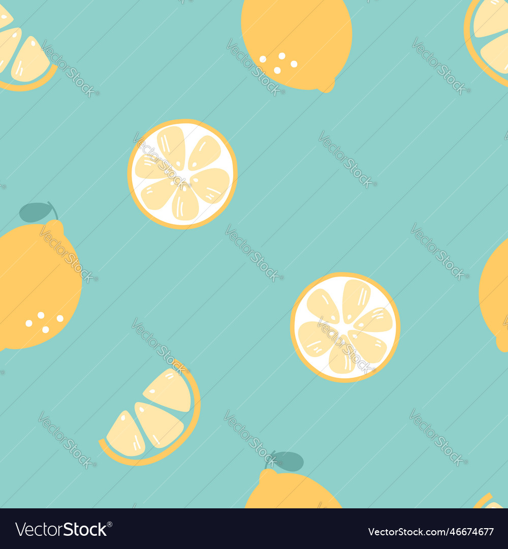 Seamless lemon repeat pattern background vector image Seamless lemon repeat pattern background