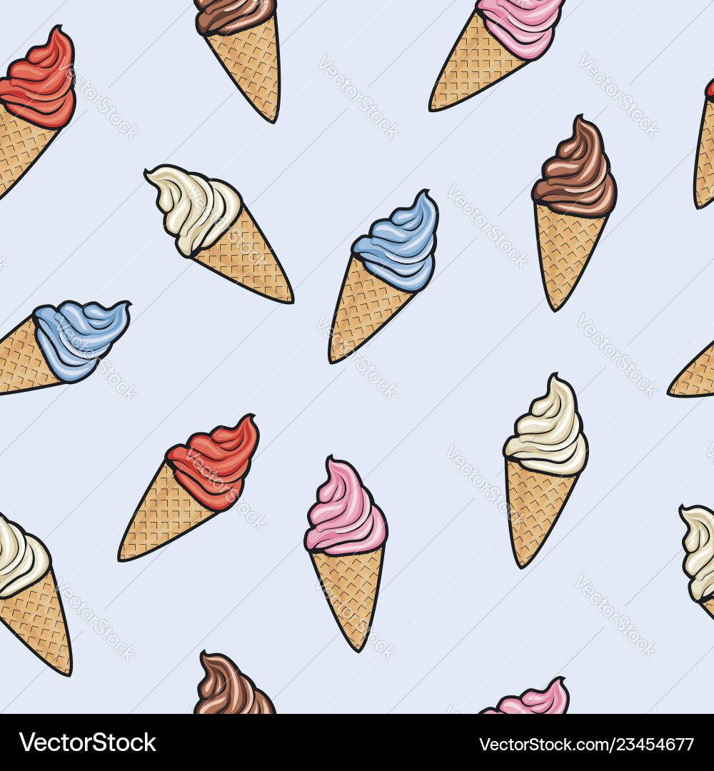 Seamless pattern with icecream cones Royalty Free Vector